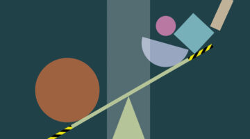 A large circle unbalances a seesaw